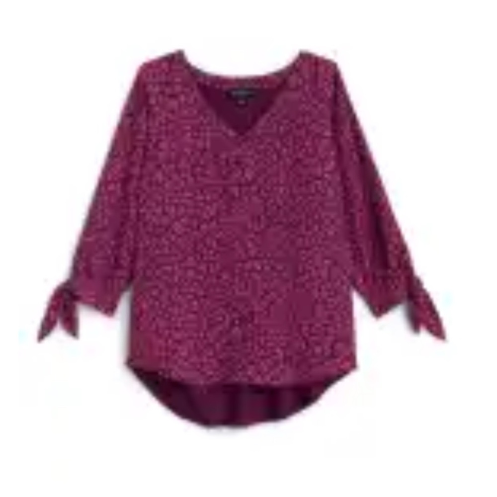 FORTUNE + IVY Collyn Mixed Material Blouse purple leopard